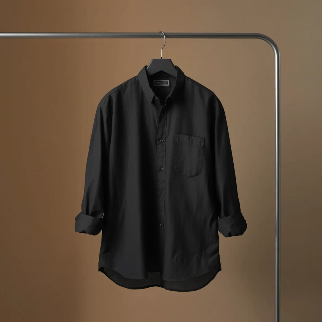 Black Casual Linen Shirt